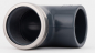 Preview: PVC Winkel 90 Grad Klebemuffe x Innengewinde - Edelstahlverstärkungsring 40mm x 1 1/4 Zoll