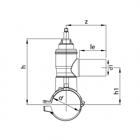 PE Elektroschweiß-Anborschelle mit Kugelhahn Abgang seitl. - 280/315 x 63mm / Schweißschelle x Schweißstutzen