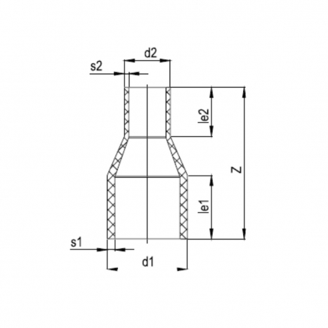 PE Elektroschweiß-Reduktion - 225 x 200mm / 1x Schweißstutzen / 1x Schweißstutzen reduziert