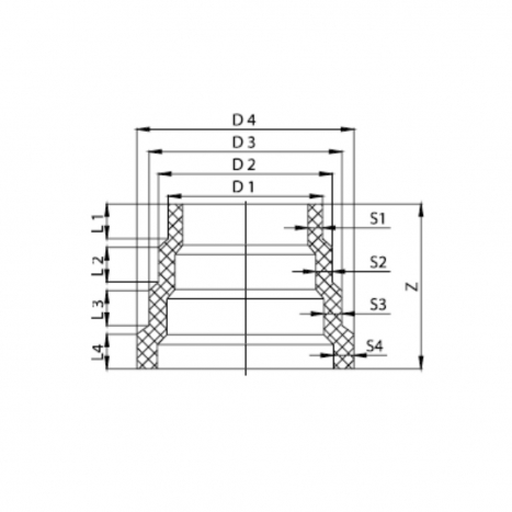 PE Elektroschweiß-Stufenreduktion - 315/280/250/225mm / 4x Stufe mit Schweißstutzen