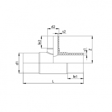 PE Elektroschweiß-T-Stück reduziert - 280 x 110 x 280mm / 2x Schweißstutzen / 1x Schweißstutzen reduziert