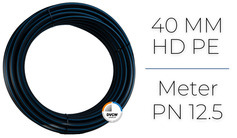 PE HD Rohr - 50 Meter - SDR11 - DVGW PE Verschraubungen D 40mm x 3,7mm Wandstärke