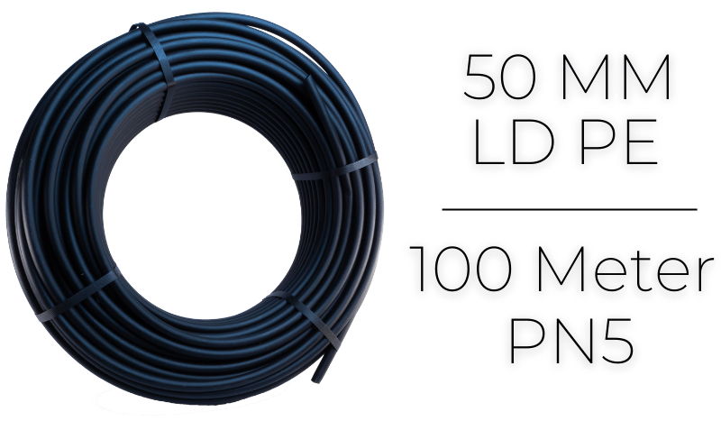 PE LD Rohr - 100 Meter - ISO Norm (weich) PE Verschraubungen D 50mm x 4,5mm Wandstärke