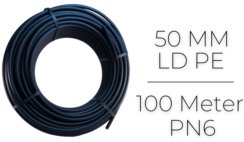 PE LD Rohr - 100 Meter - DIN 8072/73 (weich) PE Verschraubungen D 50mm x 5,5mm Wandstärke