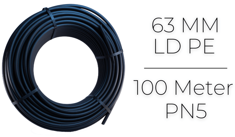 PE LD Rohr - 100 Meter - ISO Norm (weich) PE Verschraubungen D 63mm x 5,7mm Wandstärke