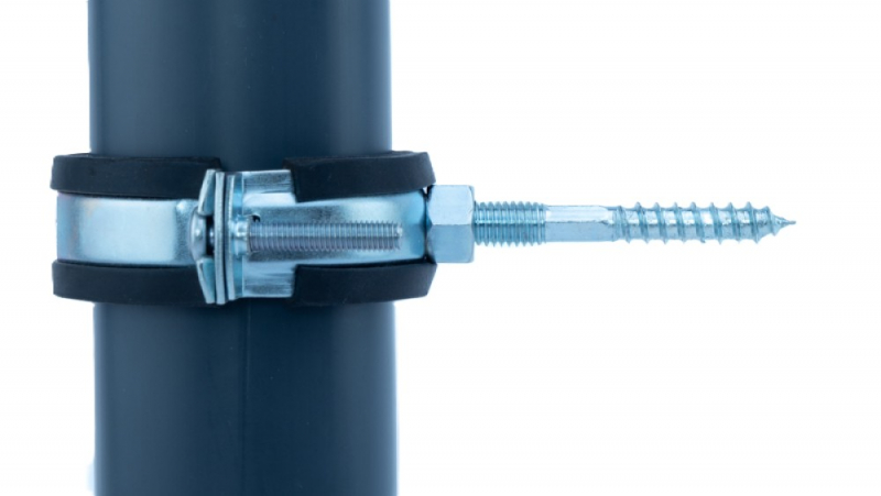 Preview: Schraubrohrschelle verzinkt mit Schallschutzeinlage M8 – Spannbereich 20–23 mm