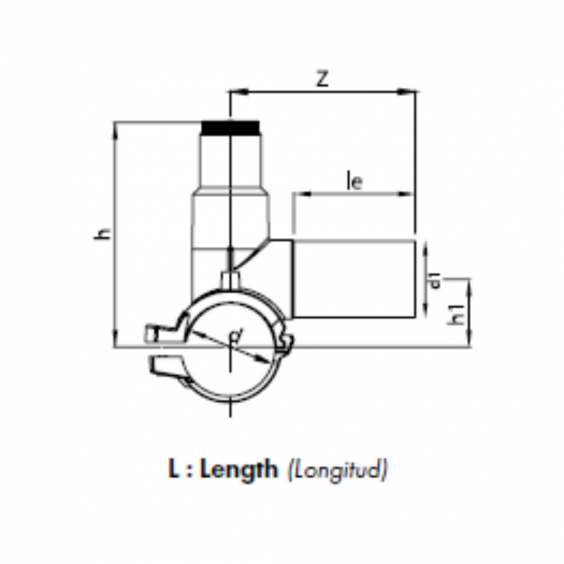 PE Elektroschweiß-Anbohrschelle Abgang seitl. - 140 x 40mm / Schweißschelle x Schweißstutzen