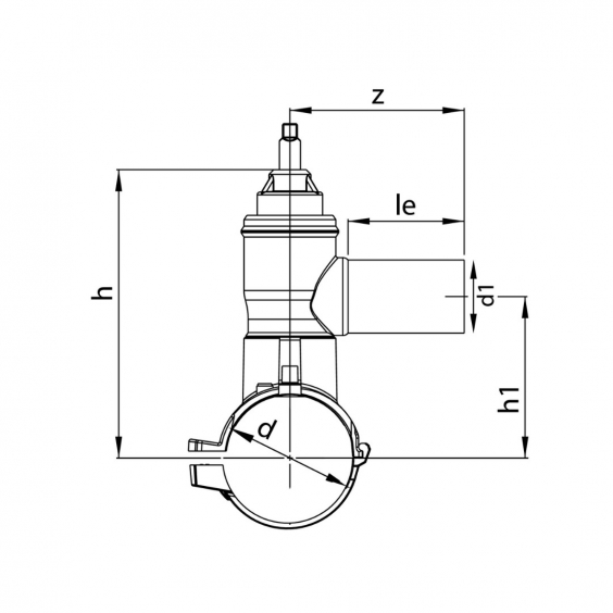 PE Elektroschweiß-Anborschelle mit Kugelhahn Abgang seitl. - 280/315 x 63mm / Schweißschelle x Schweißstutzen