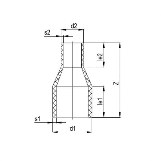 PE Elektroschweiß-Reduktion - 315 x 200mm / 1x Schweißstutzen / 1x Schweißstutzen reduziert