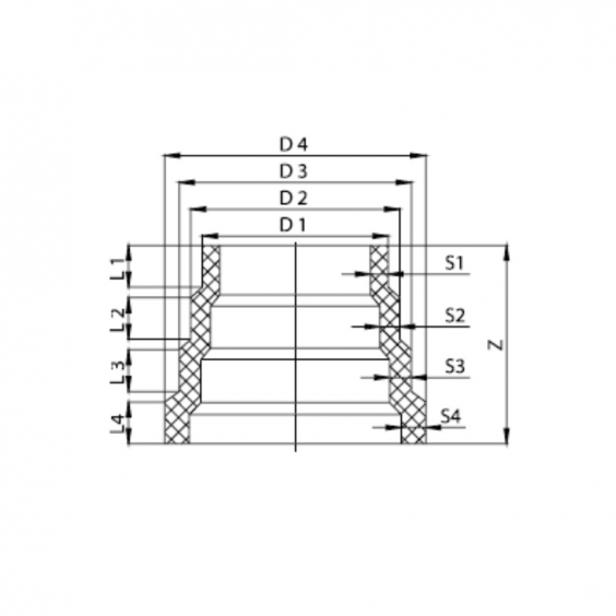 PE Elektroschweiß-Stufenreduktion - 315/280/250/225mm / 4x Stufe mit Schweißstutzen