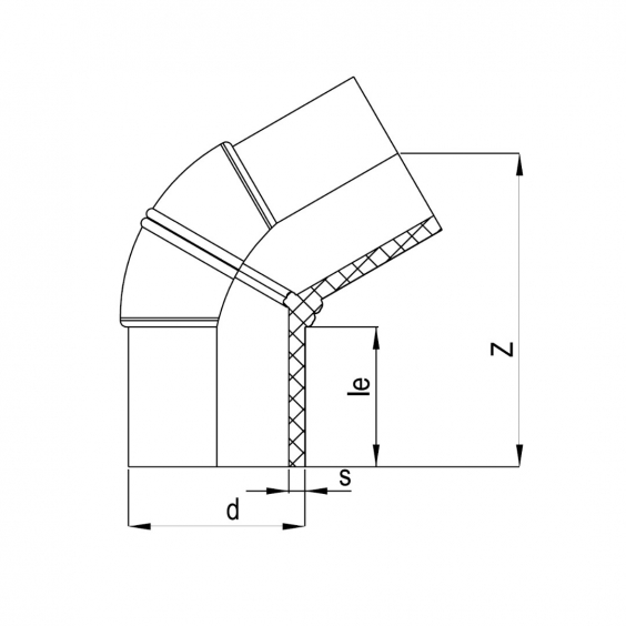 PE Elektroschweiß-Winkel 60° - 280 x 280mm / 2x Schweißstutzen