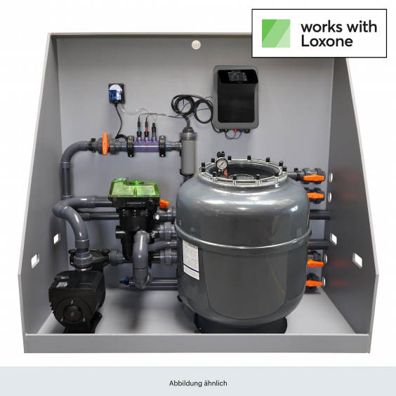 iQnnect Base Komplettset mit Loxone Smart Home für Skimmerbecken - Salt-Modbus